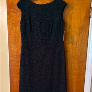 Ralph Lauren Black Sheath Midi Dress Bateau Neckline